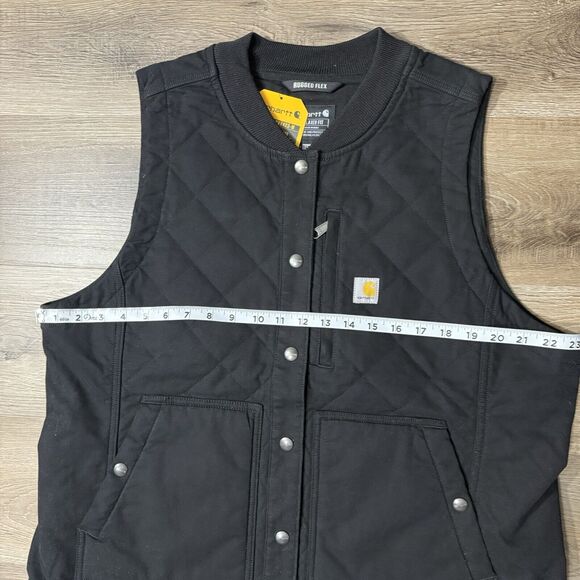 Carhartt Rugged Flex Quilted Relaxed Fit Womens X-Large Black Buttoned Vest New - Picture 4 of 6